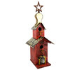 Rustic 2-Story Birdhouse with Iron Star, Reclaimed Wood, American Made, Red