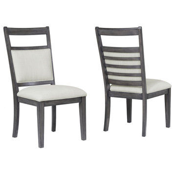Sunset Trading Shades Of Gray Upholstered Slat Back Dining Chair | Set Of 2