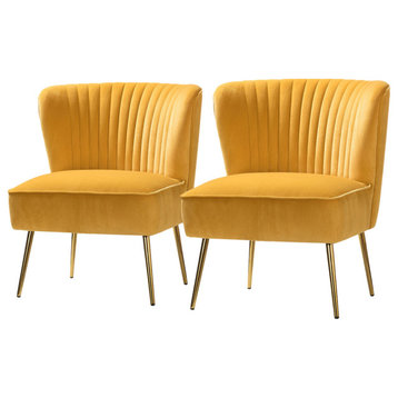 Upholstered Side Chair, Set of 2, Mustard