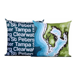 Clearwater, Tampa, St Petersburg Map Pillow - Decorative Pillows