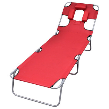 vidaXL Reclining Sunlounger Red Patio Beach Camp Folding Chair Daybed Sunbed