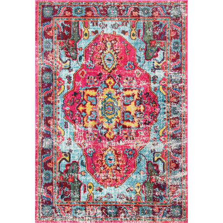 Nuloom Mosaic Medallion Area Rug, Fuchsia 5'3"x7'7"