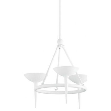 3 Light Chandelier In Modern Style-23.5 Inches Tall and 25 Inches Wide-White