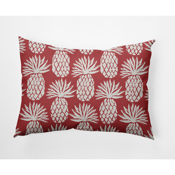 14x20" Pineapple Pattern Nautical Decorative Indoor Pillow, Ligonberry Red