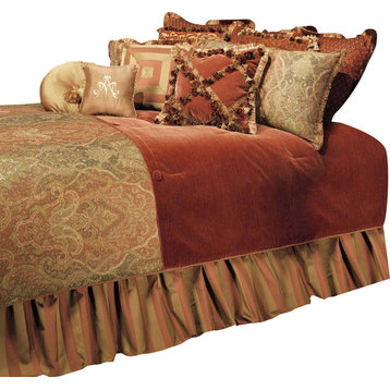 AICO Woodside Park 13-pc King Comforter Set in Spice BCS-KS13-WDSPRK-SPI