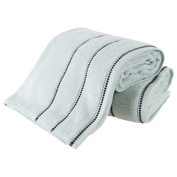 Luxury Cotton Towel Set- 2 Piece Set Zero Twist Cotton, Seafoam/Black