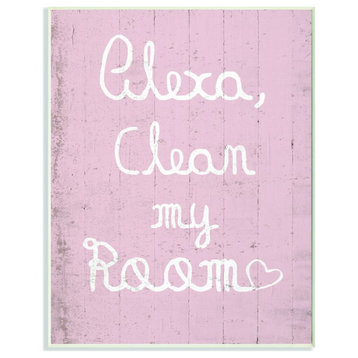 The Kids Room by Stupell Alexa Clean My Room Pink Kids Funny Word, 13 x 19