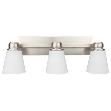 Jordan 3-Light Vanity Light, Satin Nickel