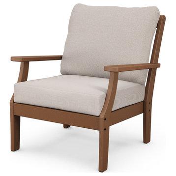 Braxton Deep Seating Chair, Teak/Dune Burlap