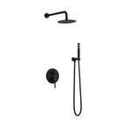 Modern Wall Mounted Rain Shower System with Handheld Shower Set Solid Brass, Matte Black, 12"