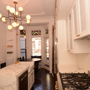 Calacatta Gold Marble & White Cabinets
