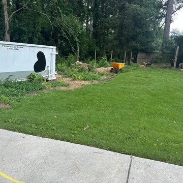 Detached Garage Foundation, Curved Concrete Driveway & Brick Border Sidewalk Ins