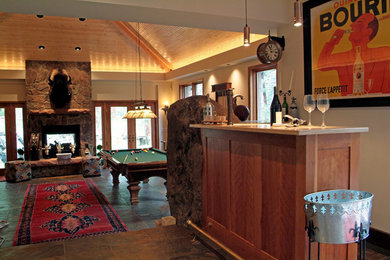 Family room - rustic family room idea in Denver