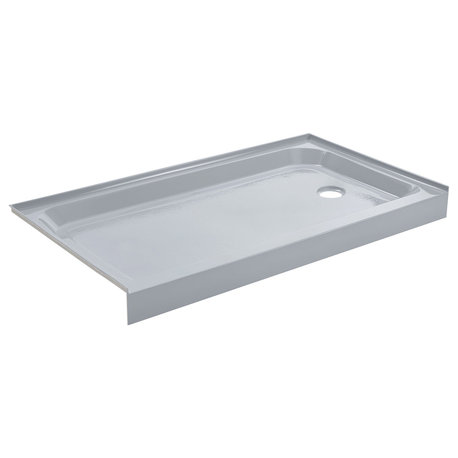 Voltaire 60 x 32 Single-Threshold, Right-Hand Drain, Shower Base, Grey