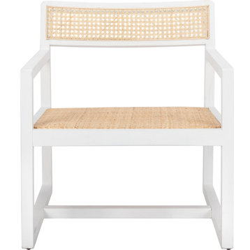 Lula Cane Accent Chair White, Natural