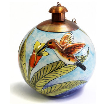 Hummingbird table top torch, hand painted in Mexico