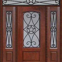 Prehung Sidelights-Transom Door 80 Fiberglass Austin Texas Star - Front Doors