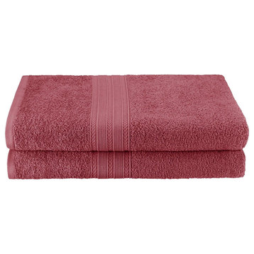 2 Piece 100% Cotton Ring Spun Bath Sheet Towel, Rosewood