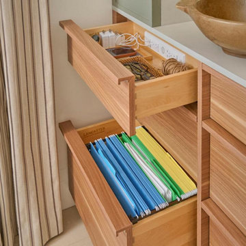 Transitional Kitchen Design with Hidden In-Drawer Charging