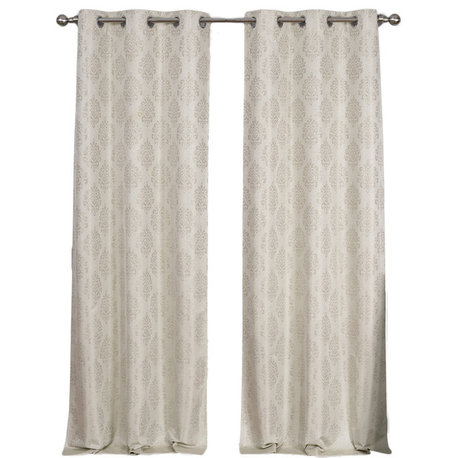 Paisley Blackout Grommet Panels, Set of 2, Beige, 76"x108", Set of 2