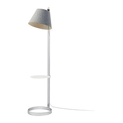 Lana Floor Lamp with Pedestal | Chrome Base | Stone Shade - Floor Lamps