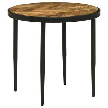 Hayden Metal Round Side Table Natural Mango and Black