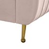Zara Channel Tufted Velvet Upholstered Bed With Custom Gold Legs, Pink, Full