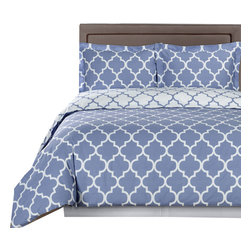 Royal Tradition - Meridian 100% Cotton Duvet Cover Set, Periwinkle and White, Twin/Twin Xl - Duvet Covers And Duvet Sets