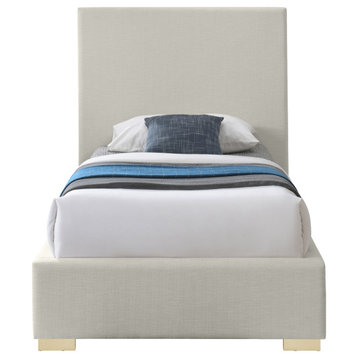 Crosby Linen Upholstered Bed, Beige, Twin
