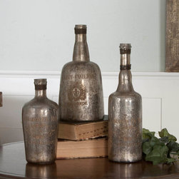 Lamaison Mercury Glass Bottles - Decorative Objects And Figurines