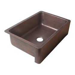 COSINKS K1A-1004ND Apron Front Dual Mount Hammered 0-Hole Single Bowl Farmhouse - Kitchen Sinks