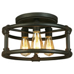 EGLO - Wymer 3-Light Ceiling Light, Matte Bronze - The Wymer Semi-Flush Ceiling Light by Eglo creates an industrial-inspired focal point for your living space. With its matte bronze finish and the use of  vinatge bulbs gives this semi -flush a vintage-look that will enhances your decor in classic style.