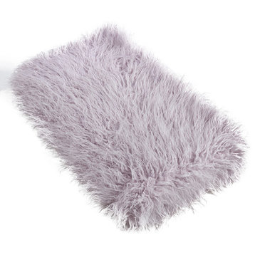 Sevan Faux Mongolian Fur Throw Blanket, Lavender