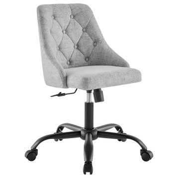 Distinct Tufted Swivel Upholstered Office Chair, Black Light Gray