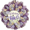 Lavender Welcome Wreath Handmade Deco Mesh 24 inch or 28 inch diameter, Extra Large 28 Inch