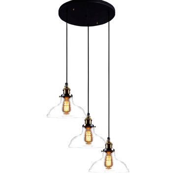Esmeralda 13" 3-Light Black Finish Pendant Lamp With Light Kit