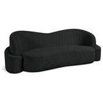 Meridian Furniture - Principessa Boucle Fabric Chair, Black, Sofa - Inject casual comfort into your living room, bedroom, or dorm room with this Principessa boucle fabric living room sofa. Not just another pretty face in the crowd, this sofa looks like a statement piece but feels like your favorite easy sofa. A delight to come home to at the end of the day, this sofa features a curved seat and back for a modish look and its covered in rich black boucle fabric for softness you can appreciate.