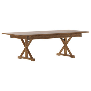 Rectangular Antique Rustic Solid Pine Foldable Dining Table - 8' x 40"