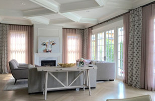 Example of a large transitional formal and open concept light wood floor and beige floor living room design in New York with white walls, a standard fireplace, a tile fireplace and no tv