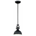 Vaxcel - Vaxcel Keenan 1-Light Mini Pendant, Oil Rubbed Bronze, Metal Shade, P0193 - The Keenan Collection brings classic and industrial to the forefront, providing focused lighting for every area of the home. The juxtaposition between the dark oil rubbed bronze finish and the steel shade on the outside and the gloss white finish on the inside gives it a dramatic, yet timeless effect. This mini pendant is ideal for kitchens or above a kitchen island or bar area, for illuminating a hallway, or for use in the bedroom.