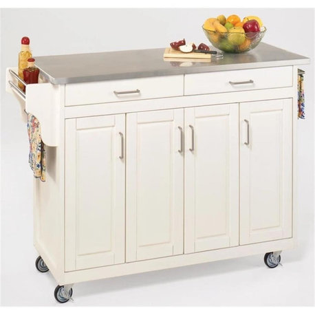 Homestyles Create-a-Cart Wood Kitchen Cart in Off White