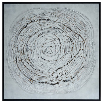 52X52 Swirl Painting, Gray On Black Frame