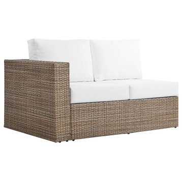 Modway Convene Outdoor Left-Arm Synthetic Rattan Loveseat in Cappuccino/White