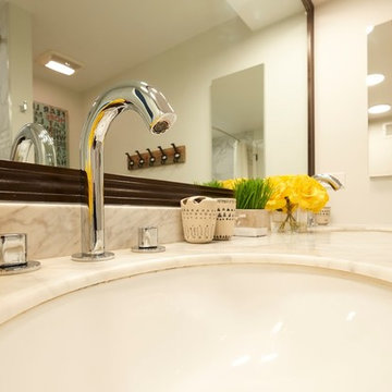 Polished Chrome Faucet with Marble Vanity Top
