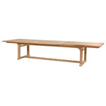 Warner Levitzson Teak Furniture - 45"x110-150" Rectangular Extension Table Extra Thick Wood - Made with solid plantation grown teak. Built with traditional mortise and tenon for lasting durability. Can be used for both commercial and residential. This extra thick top rectangular extension table with a unique single butterfly leaves system integrated into the table. The butterfly leaves can be extended or collapsed at any given time. Accommodate 8 to 12 people.  Table is 45" x 110", when fully extended 45" x 150". Please see product specifications PDF for more information.