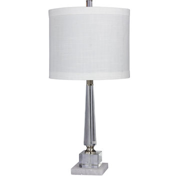 Tapered Table Lamps - Clear with Snow Marble