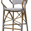 Ronja Classic French Indoor/Outdoor Gray and White Bamboo Bistro Bar Stool