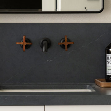 Engineered Quartz Vanity Countertops with Wood Knobs