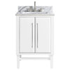 Avanity Mason 24 in. Vanity in White w/ Silver Trim and Carrara White Marble Top