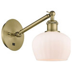 Innovations Lighting - Innovations Lighting 317-1W-AB-G91 Fenton, 1 Light Wall In Art Nouveau S - The Fenton 1 Light Sconce is part of the BallstonFenton 1 Light Wall  Antique BrassUL: Suitable for damp locations Energy Star Qualified: n/a ADA Certified: n/a  *Number of Lights: 1-*Wattage:100w Incandescent bulb(s) *Bulb Included:No *Bulb Type:Incandescent *Finish Type:Antique Brass